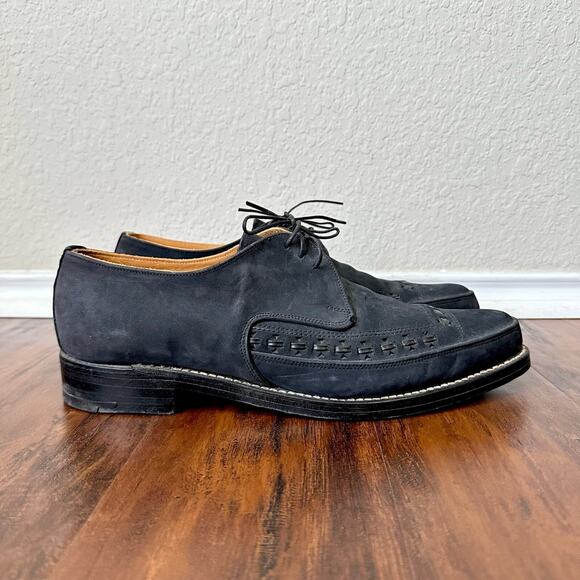 JOHN FLUEVOG Derby Shoes Charcoal Suede Leather Pointed Toe Preppy